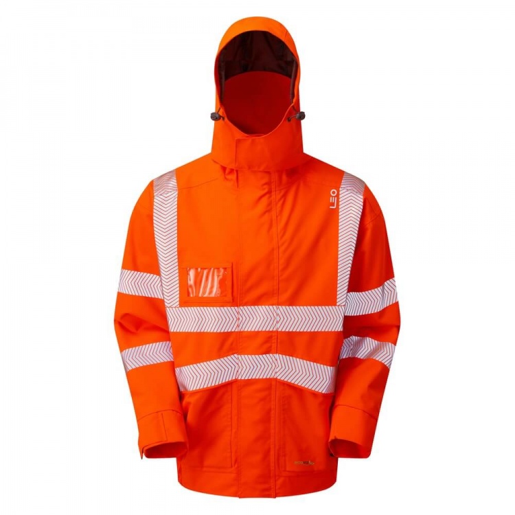 Leo Workwear J05-O Dartmoor Breathable Hi Vis Bomber Jacket Ecoviz Orange